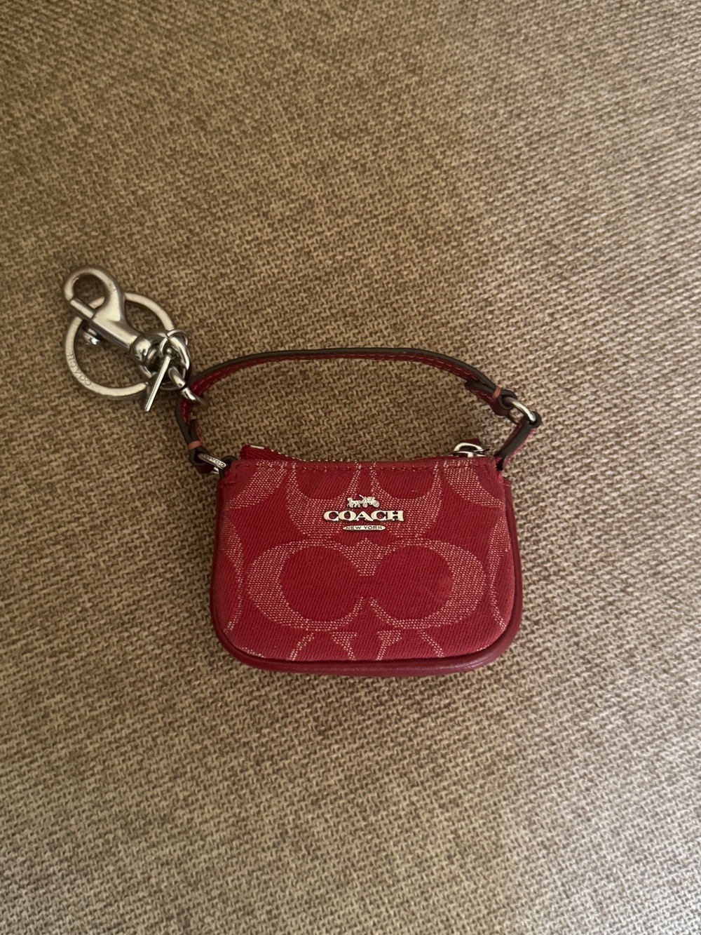Coach Red Signature Mini Key Pouch